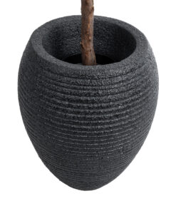 GloboStar® Artificial Garden NASHVILLE 20716 Επιδαπέδιο Πολυεστερικό Τσιμεντένιο Κασπώ Γλάστρα – Flower Pot Μαύρο Φ40 x Υ50cm