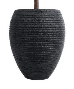 GloboStar® Artificial Garden NASHVILLE 20716 Επιδαπέδιο Πολυεστερικό Τσιμεντένιο Κασπώ Γλάστρα – Flower Pot Μαύρο Φ40 x Υ50cm