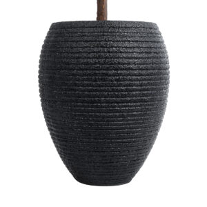 GloboStar® Artificial Garden NASHVILLE 20716 Επιδαπέδιο Πολυεστερικό Τσιμεντένιο Κασπώ Γλάστρα – Flower Pot Μαύρο Φ40 x Υ50cm