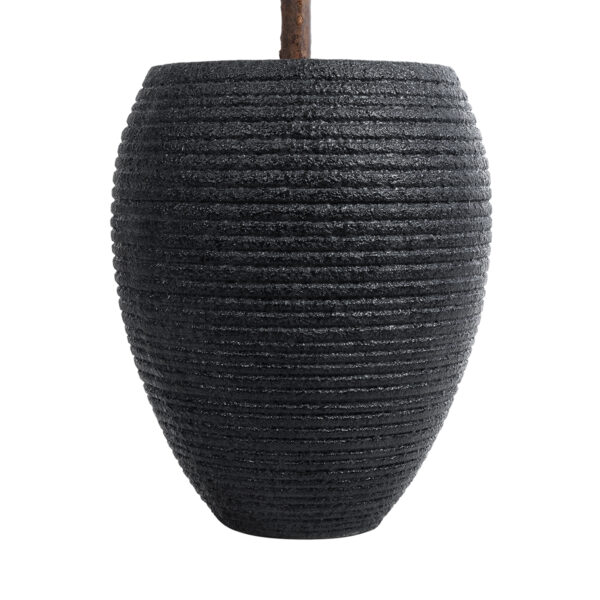 GloboStar® Artificial Garden NASHVILLE 20716 Επιδαπέδιο Πολυεστερικό Τσιμεντένιο Κασπώ Γλάστρα – Flower Pot Μαύρο Φ40 x Υ50cm