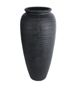 GloboStar® Artificial Garden OLYMPIA 20717 Επιδαπέδιο Πολυεστερικό Τσιμεντένιο Κασπώ Γλάστρα – Flower Pot Μαύρο Φ55 x Υ120cm