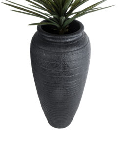 GloboStar® Artificial Garden OLYMPIA 20717 Επιδαπέδιο Πολυεστερικό Τσιμεντένιο Κασπώ Γλάστρα – Flower Pot Μαύρο Φ55 x Υ120cm