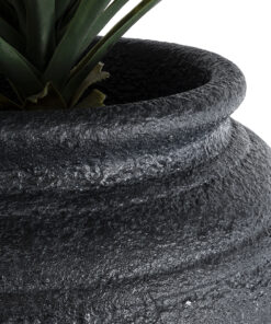 GloboStar® Artificial Garden OLYMPIA 20717 Επιδαπέδιο Πολυεστερικό Τσιμεντένιο Κασπώ Γλάστρα – Flower Pot Μαύρο Φ55 x Υ120cm