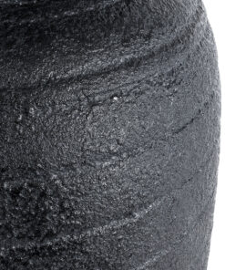 GloboStar® Artificial Garden OLYMPIA 20717 Επιδαπέδιο Πολυεστερικό Τσιμεντένιο Κασπώ Γλάστρα – Flower Pot Μαύρο Φ55 x Υ120cm