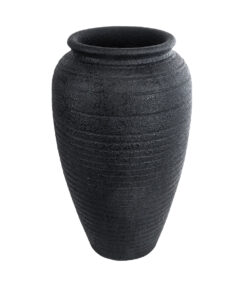 GloboStar® Artificial Garden OLYMPIA 20718 Επιδαπέδιο Πολυεστερικό Τσιμεντένιο Κασπώ Γλάστρα – Flower Pot Μαύρο Φ55 x Υ90cm