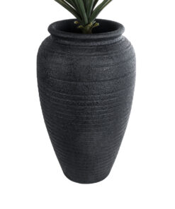 GloboStar® Artificial Garden OLYMPIA 20718 Επιδαπέδιο Πολυεστερικό Τσιμεντένιο Κασπώ Γλάστρα – Flower Pot Μαύρο Φ55 x Υ90cm