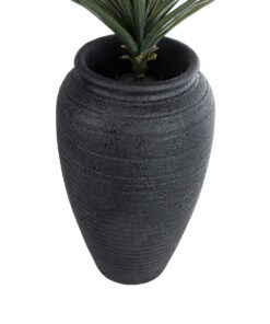 GloboStar® Artificial Garden OLYMPIA 20718 Επιδαπέδιο Πολυεστερικό Τσιμεντένιο Κασπώ Γλάστρα – Flower Pot Μαύρο Φ55 x Υ90cm