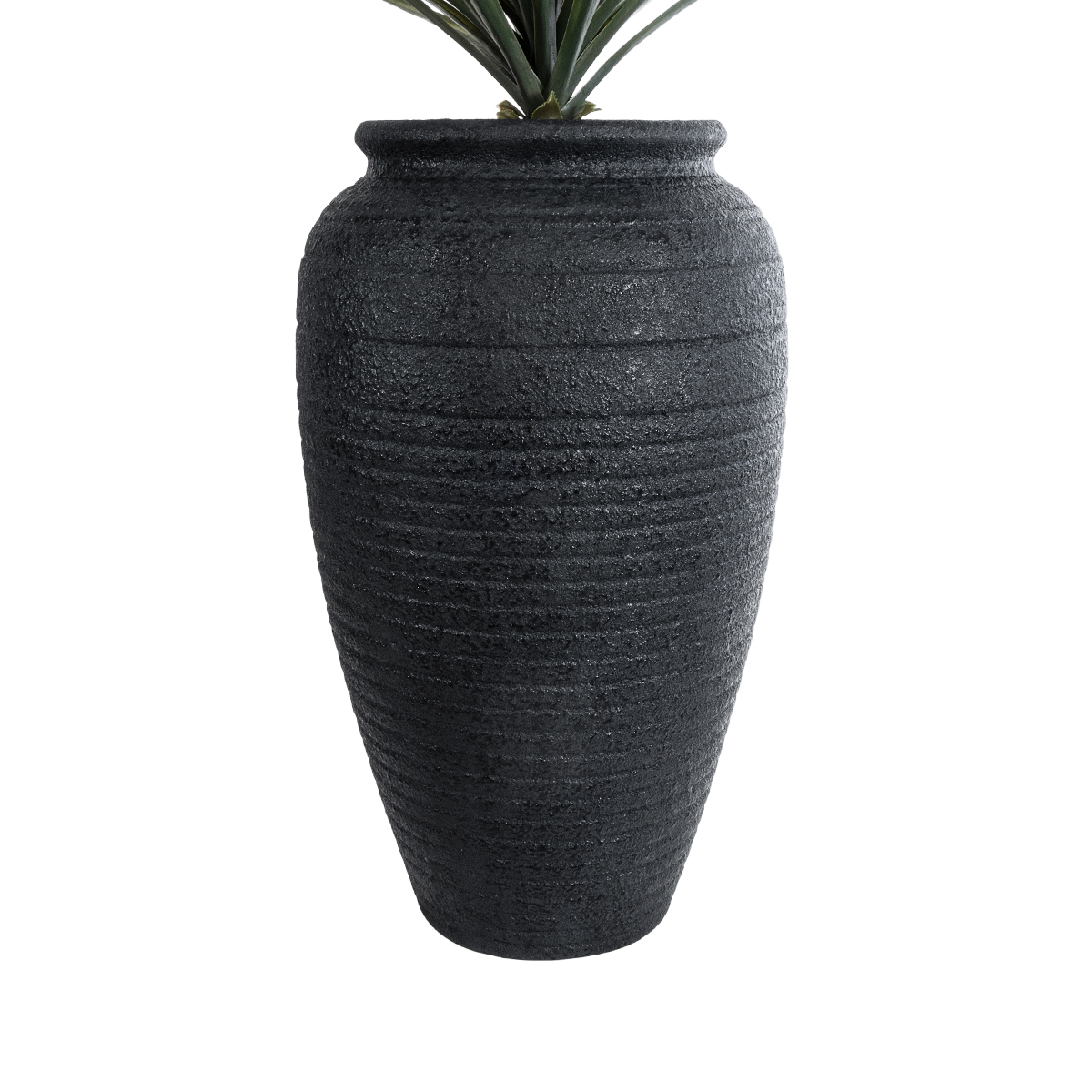 GloboStar® Artificial Garden OLYMPIA 20718 Επιδαπέδιο Πολυεστερικό Τσιμεντένιο Κασπώ Γλάστρα – Flower Pot Μαύρο Φ55 x Υ90cm