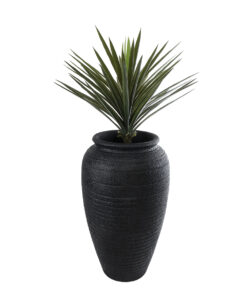 GloboStar® Artificial Garden OLYMPIA 20718 Επιδαπέδιο Πολυεστερικό Τσιμεντένιο Κασπώ Γλάστρα – Flower Pot Μαύρο Φ55 x Υ90cm