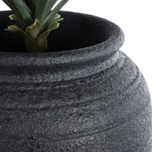 GloboStar® Artificial Garden OLYMPIA 20718 Επιδαπέδιο Πολυεστερικό Τσιμεντένιο Κασπώ Γλάστρα – Flower Pot Μαύρο Φ55 x Υ90cm