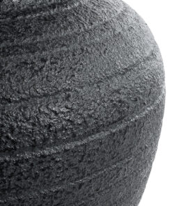 GloboStar® Artificial Garden OLYMPIA 20719 Επιδαπέδιο Πολυεστερικό Τσιμεντένιο Κασπώ Γλάστρα – Flower Pot Μαύρο Φ55 x Υ60cm