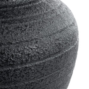 GloboStar® Artificial Garden OLYMPIA 20719 Επιδαπέδιο Πολυεστερικό Τσιμεντένιο Κασπώ Γλάστρα – Flower Pot Μαύρο Φ55 x Υ60cm