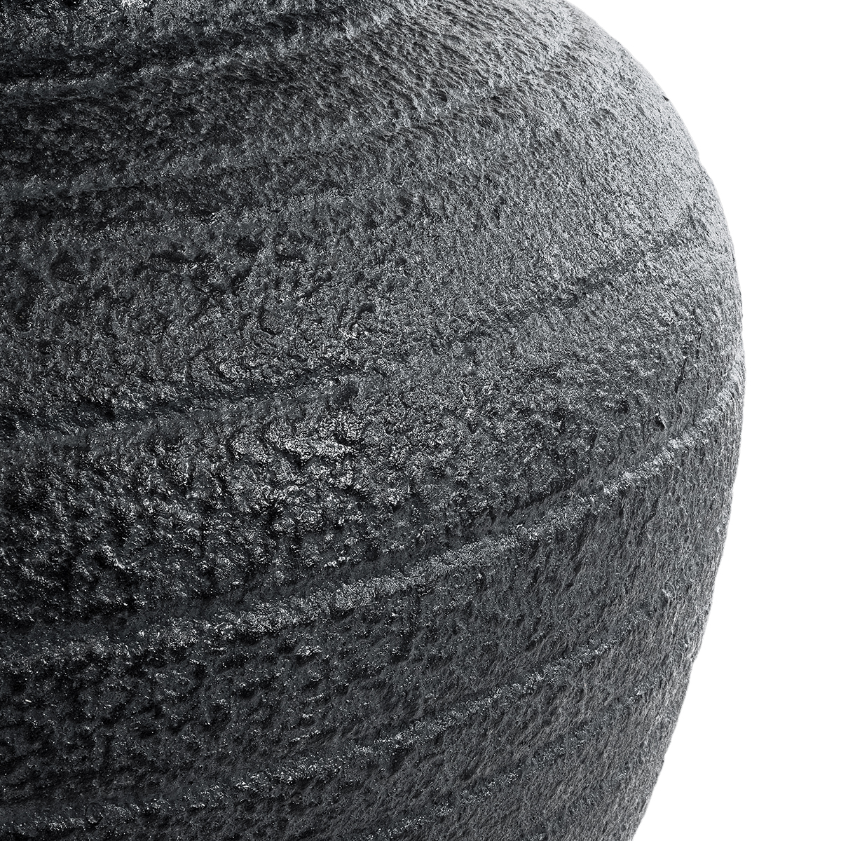 GloboStar® Artificial Garden OLYMPIA 20719 Επιδαπέδιο Πολυεστερικό Τσιμεντένιο Κασπώ Γλάστρα – Flower Pot Μαύρο Φ55 x Υ60cm