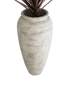 GloboStar® Artificial Garden IRISH 20720 Επιδαπέδιο Πολυεστερικό Τσιμεντένιο Κασπώ Γλάστρα – Flower Pot Μπεζ με Γκρι Φ55 x Υ120cm