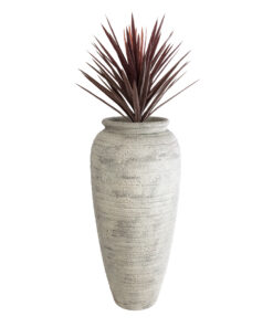 GloboStar® Artificial Garden IRISH 20720 Επιδαπέδιο Πολυεστερικό Τσιμεντένιο Κασπώ Γλάστρα – Flower Pot Μπεζ με Γκρι Φ55 x Υ120cm