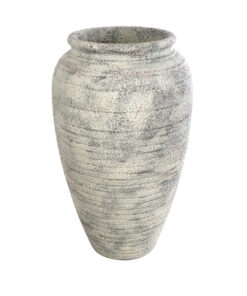 GloboStar® Artificial Garden IRISH 20721 Επιδαπέδιο Πολυεστερικό Τσιμεντένιο Κασπώ Γλάστρα – Flower Pot Λευκό με Μπεζ Φ55 x Υ90cm