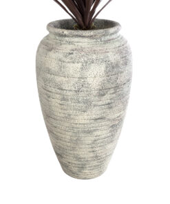 GloboStar® Artificial Garden IRISH 20721 Επιδαπέδιο Πολυεστερικό Τσιμεντένιο Κασπώ Γλάστρα – Flower Pot Λευκό με Μπεζ Φ55 x Υ90cm