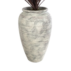 GloboStar® Artificial Garden IRISH 20721 Επιδαπέδιο Πολυεστερικό Τσιμεντένιο Κασπώ Γλάστρα – Flower Pot Λευκό με Μπεζ Φ55 x Υ90cm