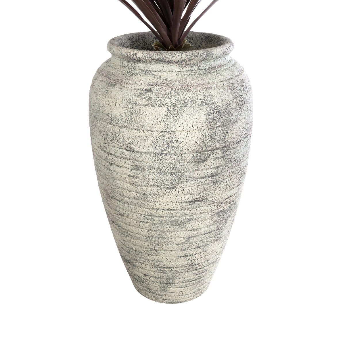 GloboStar® Artificial Garden IRISH 20721 Επιδαπέδιο Πολυεστερικό Τσιμεντένιο Κασπώ Γλάστρα – Flower Pot Λευκό με Μπεζ Φ55 x Υ90cm