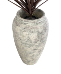 GloboStar® Artificial Garden IRISH 20721 Επιδαπέδιο Πολυεστερικό Τσιμεντένιο Κασπώ Γλάστρα – Flower Pot Λευκό με Μπεζ Φ55 x Υ90cm