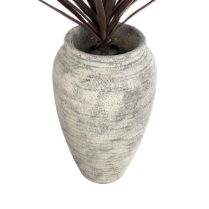 GloboStar® Artificial Garden IRISH 20721 Επιδαπέδιο Πολυεστερικό Τσιμεντένιο Κασπώ Γλάστρα – Flower Pot Λευκό με Μπεζ Φ55 x Υ90cm