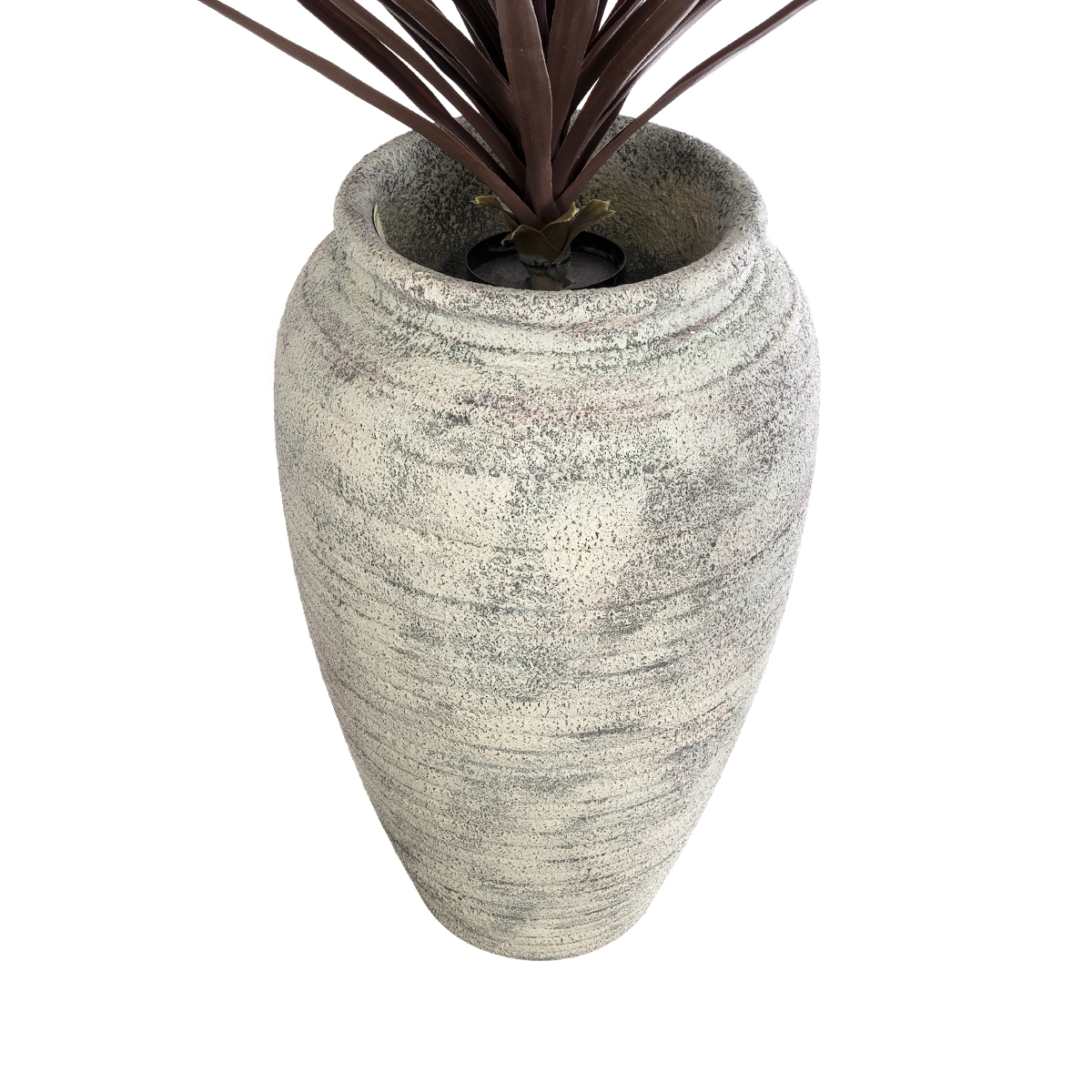 GloboStar® Artificial Garden IRISH 20721 Επιδαπέδιο Πολυεστερικό Τσιμεντένιο Κασπώ Γλάστρα – Flower Pot Λευκό με Μπεζ Φ55 x Υ90cm