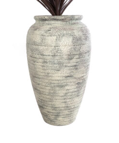 GloboStar® Artificial Garden IRISH 20721 Επιδαπέδιο Πολυεστερικό Τσιμεντένιο Κασπώ Γλάστρα – Flower Pot Λευκό με Μπεζ Φ55 x Υ90cm