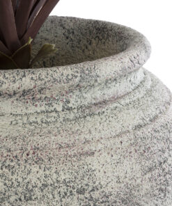 GloboStar® Artificial Garden IRISH 20721 Επιδαπέδιο Πολυεστερικό Τσιμεντένιο Κασπώ Γλάστρα – Flower Pot Λευκό με Μπεζ Φ55 x Υ90cm