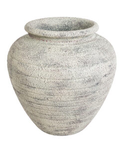 GloboStar® Artificial Garden IRISH 20722 Επιδαπέδιο Πολυεστερικό Τσιμεντένιο Κασπώ Γλάστρα – Flower Pot Λευκό με Μπεζ Φ55 x Υ60cm