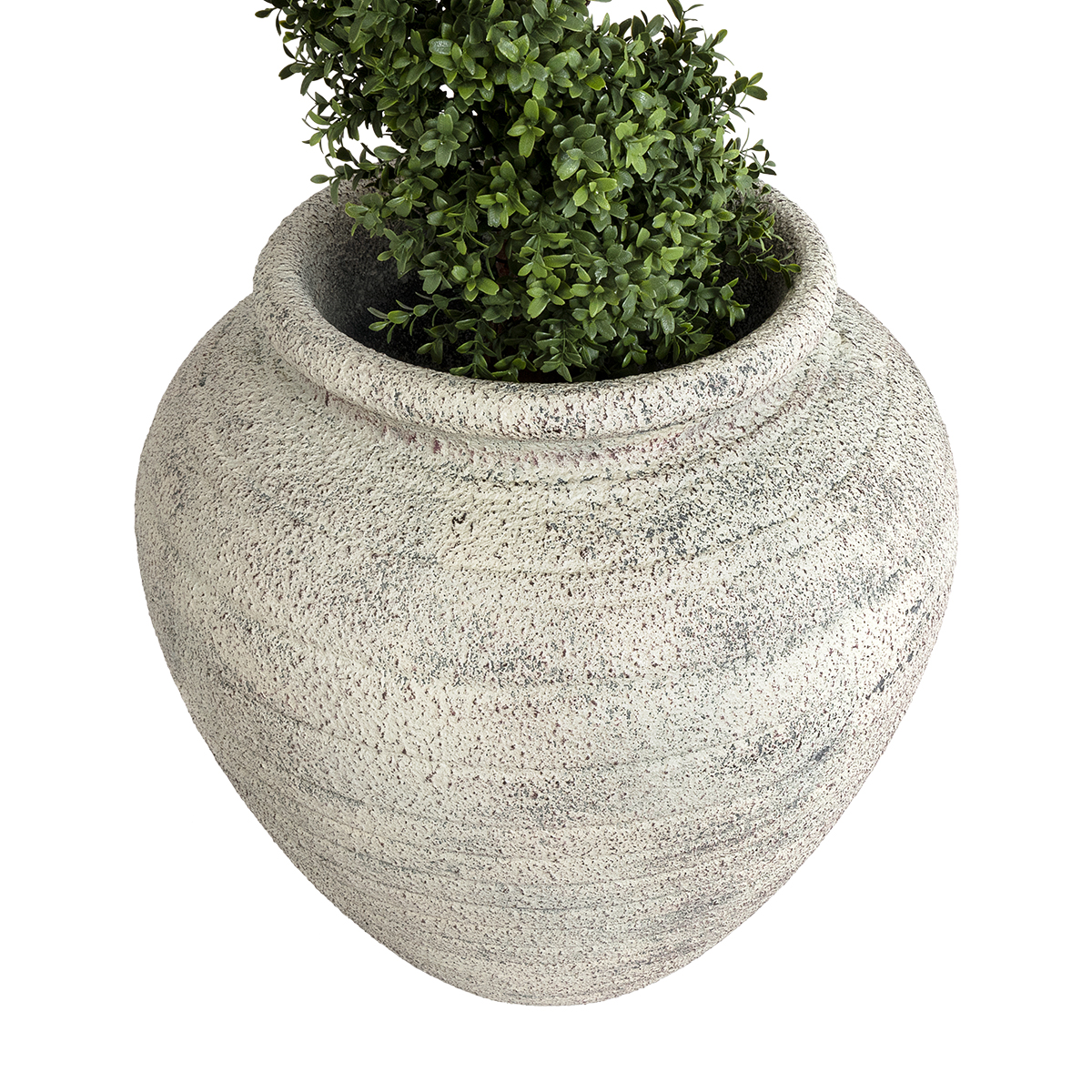 GloboStar® Artificial Garden IRISH 20722 Επιδαπέδιο Πολυεστερικό Τσιμεντένιο Κασπώ Γλάστρα – Flower Pot Λευκό με Μπεζ Φ55 x Υ60cm