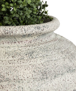 GloboStar® Artificial Garden IRISH 20722 Επιδαπέδιο Πολυεστερικό Τσιμεντένιο Κασπώ Γλάστρα – Flower Pot Λευκό με Μπεζ Φ55 x Υ60cm