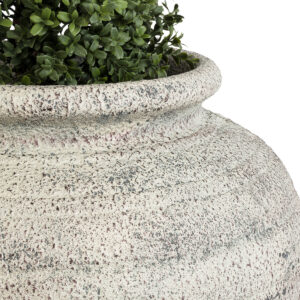 GloboStar® Artificial Garden IRISH 20722 Επιδαπέδιο Πολυεστερικό Τσιμεντένιο Κασπώ Γλάστρα – Flower Pot Λευκό με Μπεζ Φ55 x Υ60cm