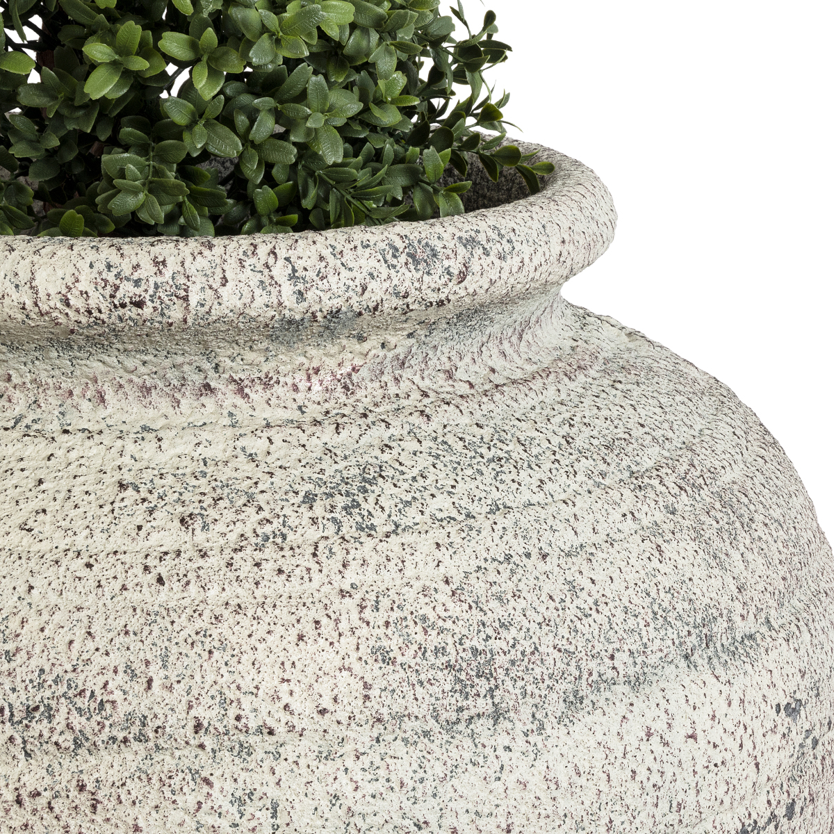 GloboStar® Artificial Garden IRISH 20722 Επιδαπέδιο Πολυεστερικό Τσιμεντένιο Κασπώ Γλάστρα – Flower Pot Λευκό με Μπεζ Φ55 x Υ60cm