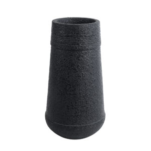 GloboStar® Artificial Garden JAKLIN 20723 Επιδαπέδιο Πολυεστερικό Τσιμεντένιο Κασπώ Γλάστρα – Flower Pot Μαύρο Φ34 x Υ62cm