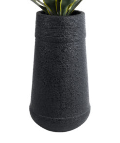 GloboStar® Artificial Garden JAKLIN 20723 Επιδαπέδιο Πολυεστερικό Τσιμεντένιο Κασπώ Γλάστρα – Flower Pot Μαύρο Φ34 x Υ62cm