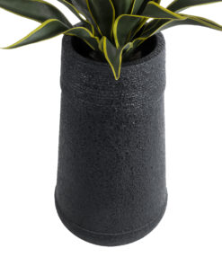 GloboStar® Artificial Garden JAKLIN 20723 Επιδαπέδιο Πολυεστερικό Τσιμεντένιο Κασπώ Γλάστρα – Flower Pot Μαύρο Φ34 x Υ62cm