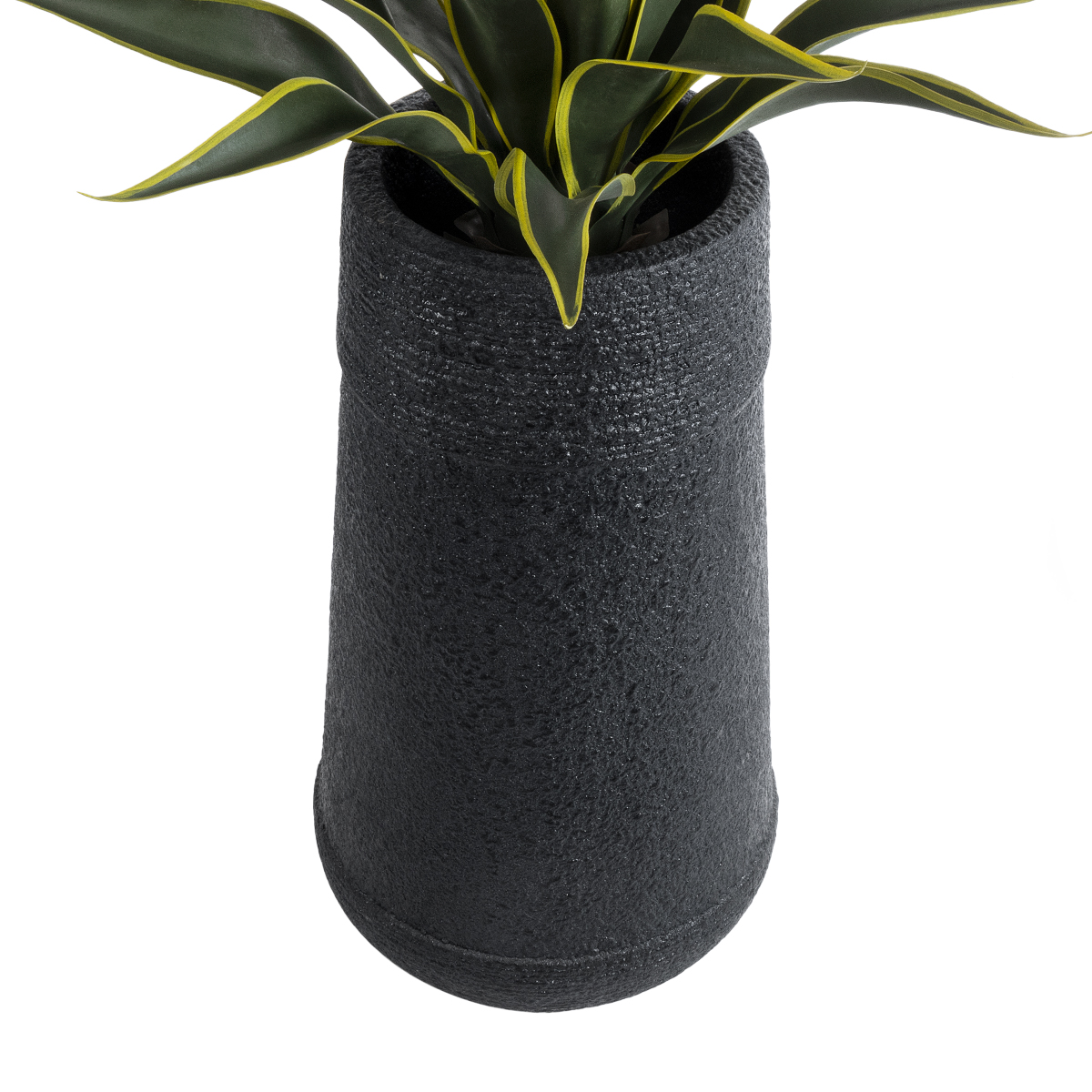 GloboStar® Artificial Garden JAKLIN 20723 Επιδαπέδιο Πολυεστερικό Τσιμεντένιο Κασπώ Γλάστρα – Flower Pot Μαύρο Φ34 x Υ62cm