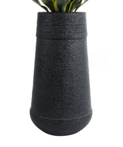 GloboStar® Artificial Garden JAKLIN 20723 Επιδαπέδιο Πολυεστερικό Τσιμεντένιο Κασπώ Γλάστρα – Flower Pot Μαύρο Φ34 x Υ62cm