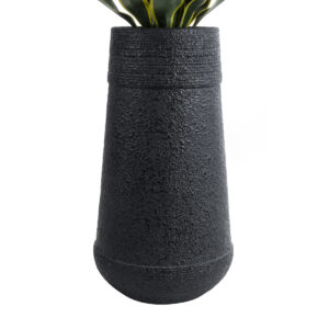 GloboStar® Artificial Garden JAKLIN 20723 Επιδαπέδιο Πολυεστερικό Τσιμεντένιο Κασπώ Γλάστρα – Flower Pot Μαύρο Φ34 x Υ62cm