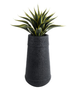 GloboStar® Artificial Garden JAKLIN 20723 Επιδαπέδιο Πολυεστερικό Τσιμεντένιο Κασπώ Γλάστρα – Flower Pot Μαύρο Φ34 x Υ62cm