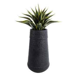 GloboStar® Artificial Garden JAKLIN 20723 Επιδαπέδιο Πολυεστερικό Τσιμεντένιο Κασπώ Γλάστρα – Flower Pot Μαύρο Φ34 x Υ62cm