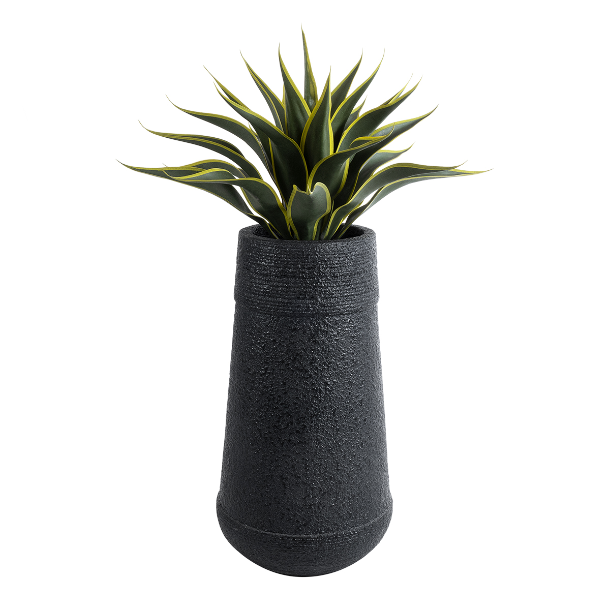 GloboStar® Artificial Garden JAKLIN 20723 Επιδαπέδιο Πολυεστερικό Τσιμεντένιο Κασπώ Γλάστρα – Flower Pot Μαύρο Φ34 x Υ62cm