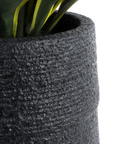 GloboStar® Artificial Garden JAKLIN 20723 Επιδαπέδιο Πολυεστερικό Τσιμεντένιο Κασπώ Γλάστρα – Flower Pot Μαύρο Φ34 x Υ62cm
