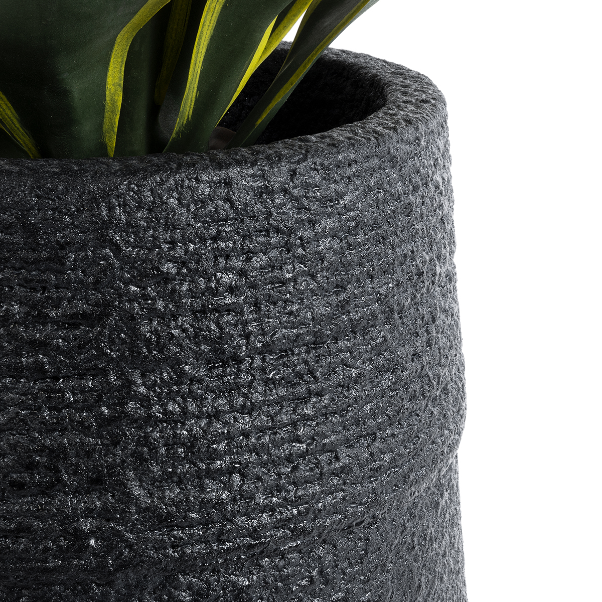 GloboStar® Artificial Garden JAKLIN 20723 Επιδαπέδιο Πολυεστερικό Τσιμεντένιο Κασπώ Γλάστρα – Flower Pot Μαύρο Φ34 x Υ62cm