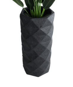 GloboStar® Artificial Garden GENOVA 20724 Επιδαπέδιο Πολυεστερικό Τσιμεντένιο Κασπώ Γλάστρα – Flower Pot Μαύρο Φ40 x Υ90cm