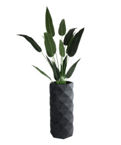 GloboStar® Artificial Garden GENOVA 20724 Επιδαπέδιο Πολυεστερικό Τσιμεντένιο Κασπώ Γλάστρα – Flower Pot Μαύρο Φ40 x Υ90cm