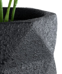 GloboStar® Artificial Garden GENOVA 20724 Επιδαπέδιο Πολυεστερικό Τσιμεντένιο Κασπώ Γλάστρα – Flower Pot Μαύρο Φ40 x Υ90cm