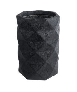 GloboStar® Artificial Garden GENOVA 20725 Επιδαπέδιο Πολυεστερικό Τσιμεντένιο Κασπώ Γλάστρα – Flower Pot Μαύρο Φ40 x Υ90cm