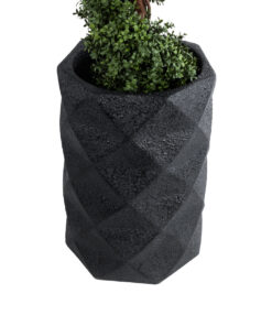 GloboStar® Artificial Garden GENOVA 20725 Επιδαπέδιο Πολυεστερικό Τσιμεντένιο Κασπώ Γλάστρα – Flower Pot Μαύρο Φ40 x Υ90cm