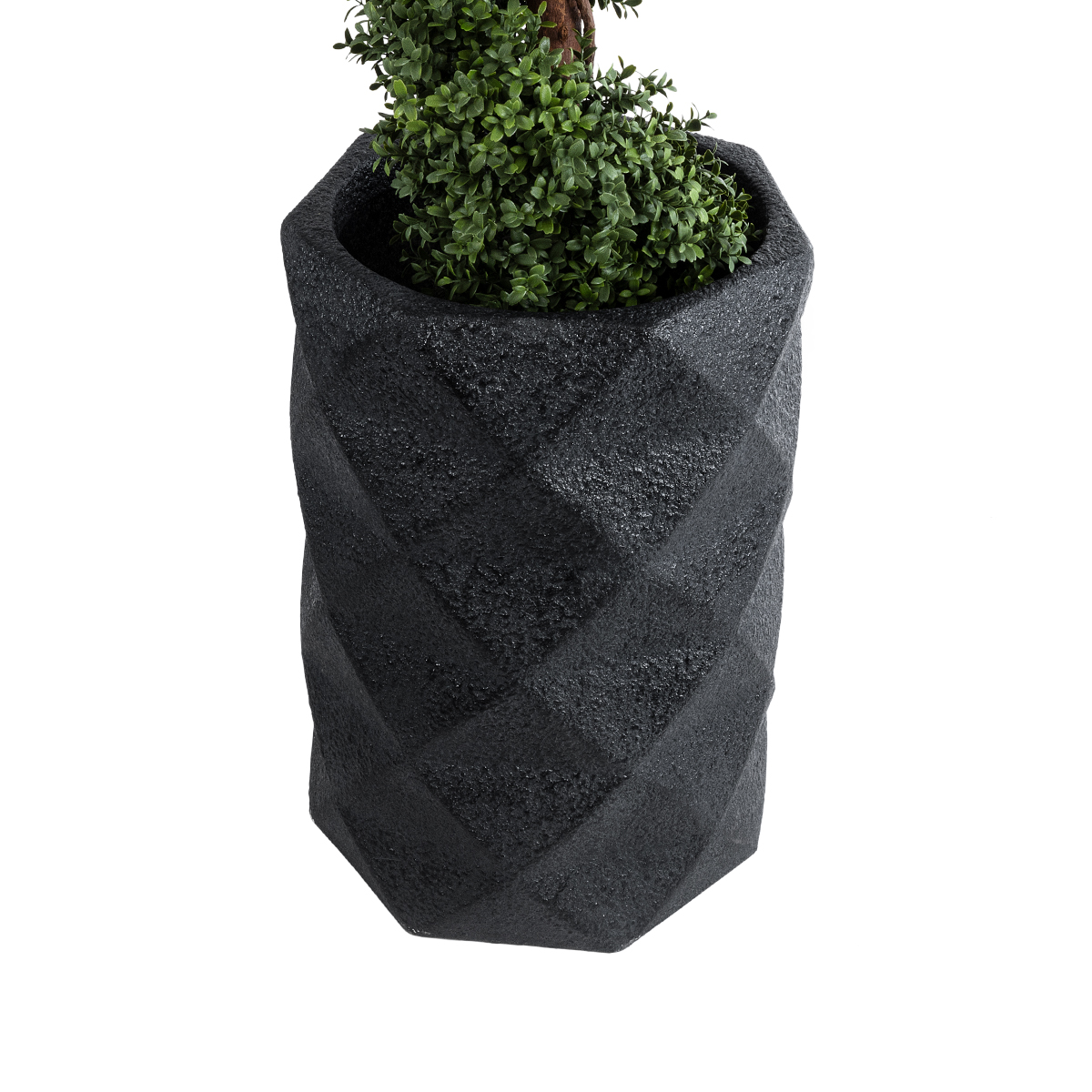 GloboStar® Artificial Garden GENOVA 20725 Επιδαπέδιο Πολυεστερικό Τσιμεντένιο Κασπώ Γλάστρα – Flower Pot Μαύρο Φ40 x Υ90cm